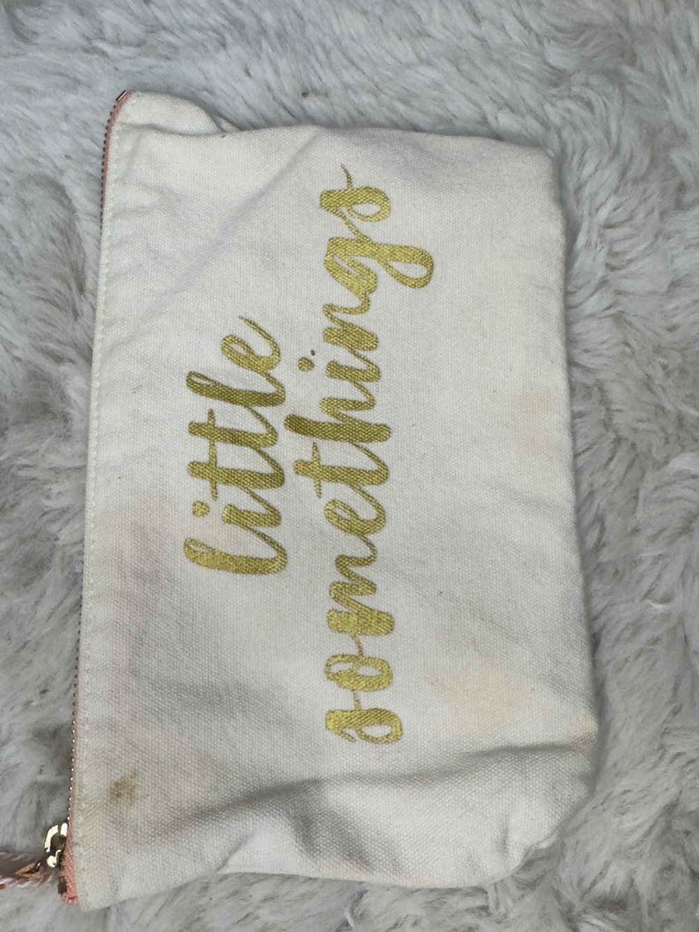 Canvas Pouch with Gold "little somethings" Text - White